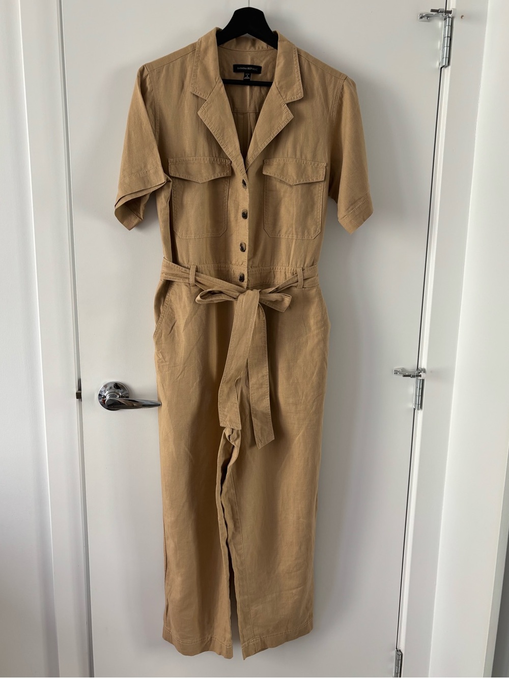 Banana Republic- PETITE LINEN-COTTON UTILITY JUMPSUIT